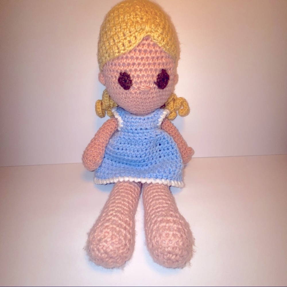 Handmade custom 18” crochet knitted stuffed doll